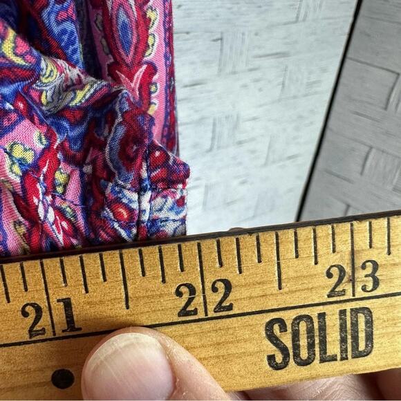 Talbots Colorful Paisley Button-Down Shirt roll tab sleeve lightweight boho - Picture 8 of 9